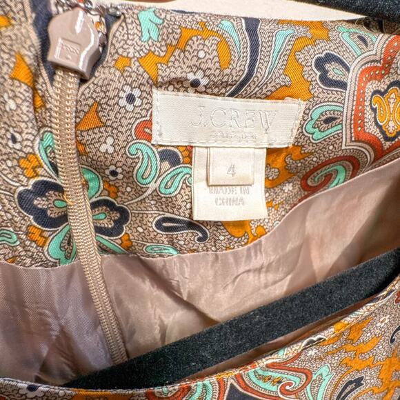J.Crew Collection Jules Silk Fall Dress Italian Paisley Shift Size 4 - Picture 3 of 13